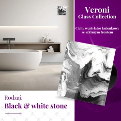 Veroni Glass buitinis ventiliatorius S d100 Black White Stoune 